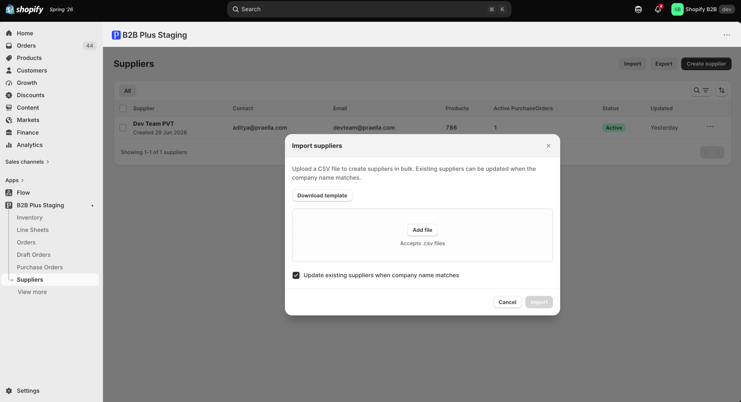 Import suppliers modal