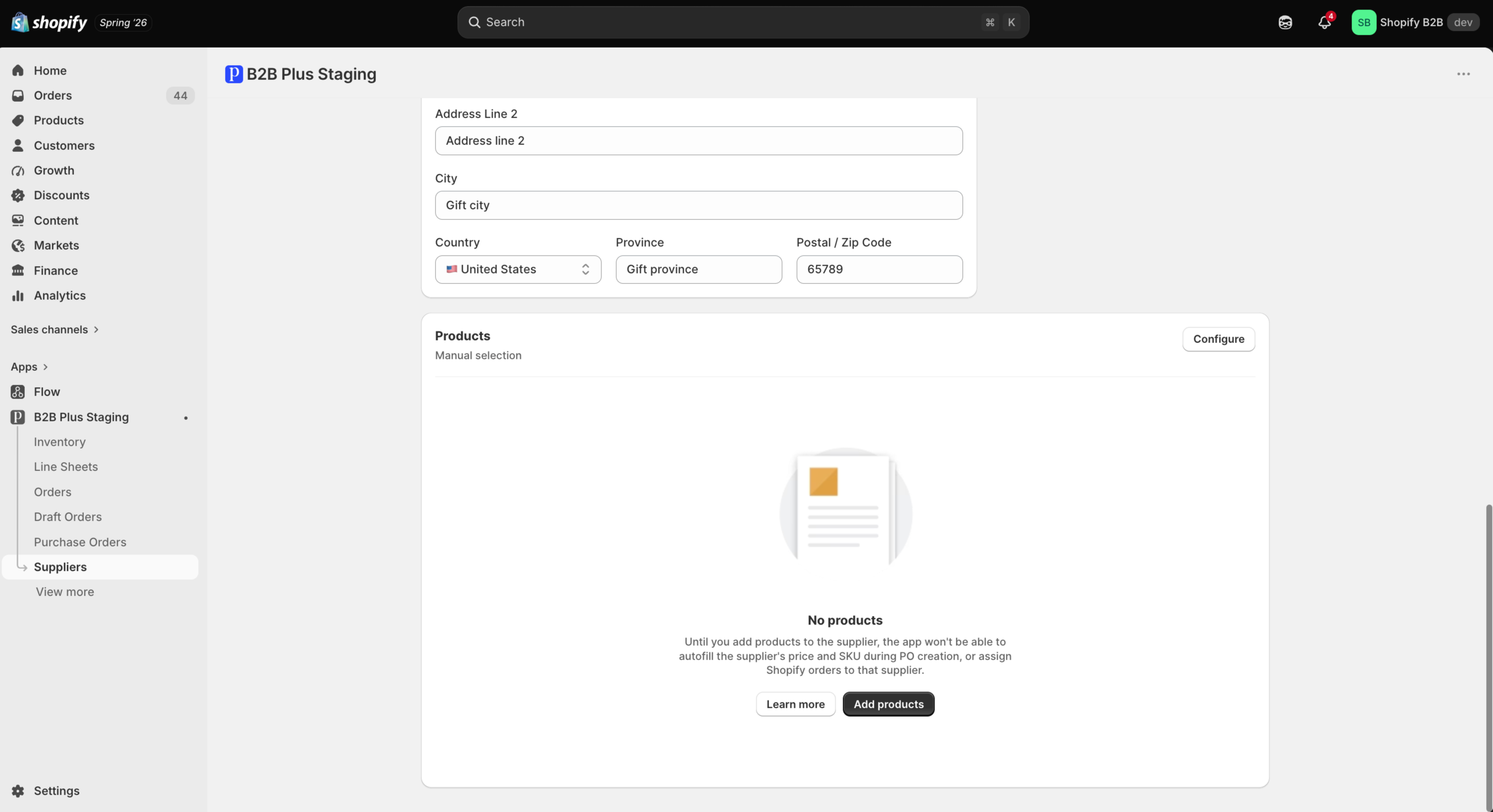 Supplier with no linked products yet